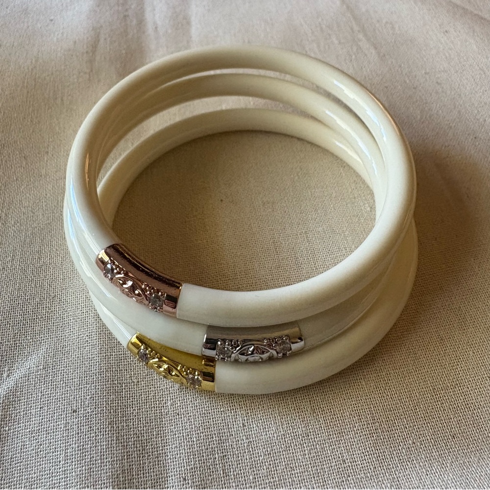 BUDHAGIRL IVORY THREE KINGS ALL WEATHER BANGLES
